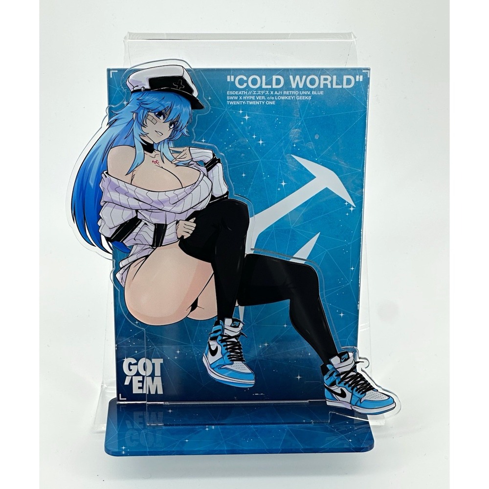 Lowkey Geeks COLD WORLD Anime Girl Acrylic Stand Display Figure Blue Base